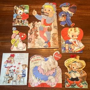 Vintage 1947 Valentines Cards set of 8
